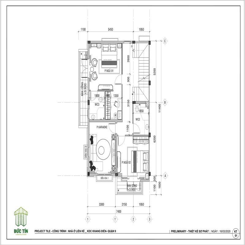 Bản vẽ thiết kế sơ phác của biệt thự tại Merita Khang Điền