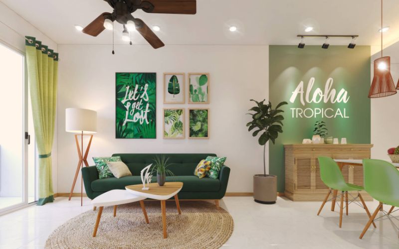 Tropical style có thể ứng dụng trong các không gian có diện tích lớn