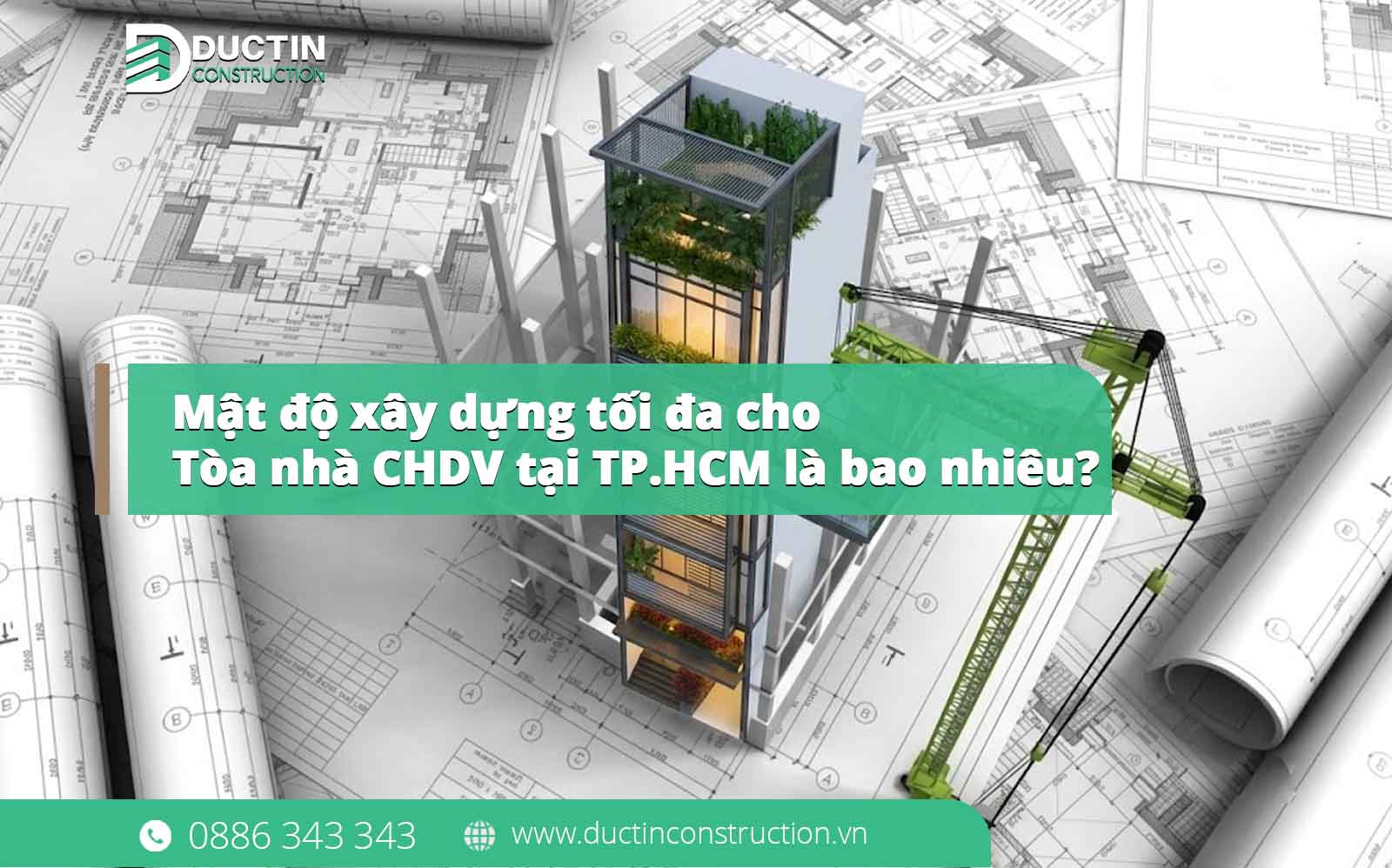 Mật độ xây dựng tối đa cho tòa nhà CHDV tại TP.HCM là bao nhiêu?